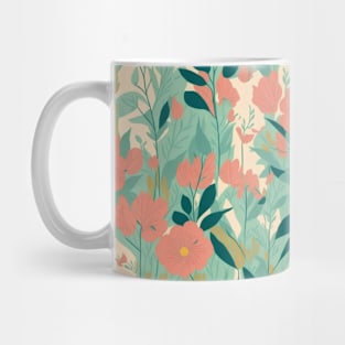 Peach, pink and green pastel wildflowers pattern Mug